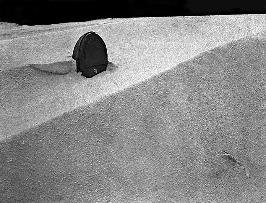 parking meter morning after snow storm downtown Aberdeen South dakota 1965 black and white Photograph by David Lee Guss
