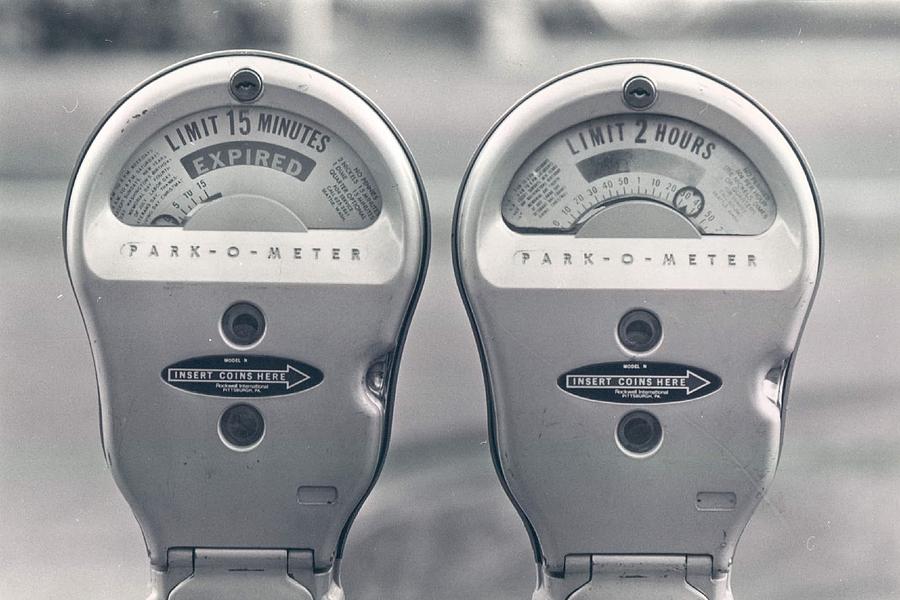 Vintage Photograph - Parking Meters by Retro Images Archive