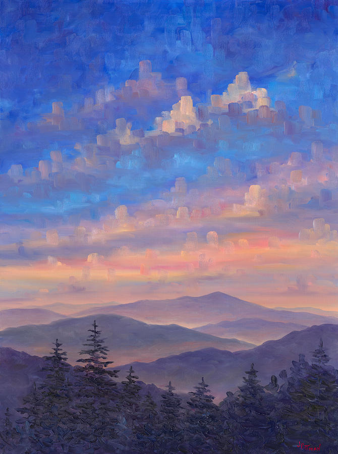Sunset Painting - Parkway Ridges at Dusk by Jeff Pittman
