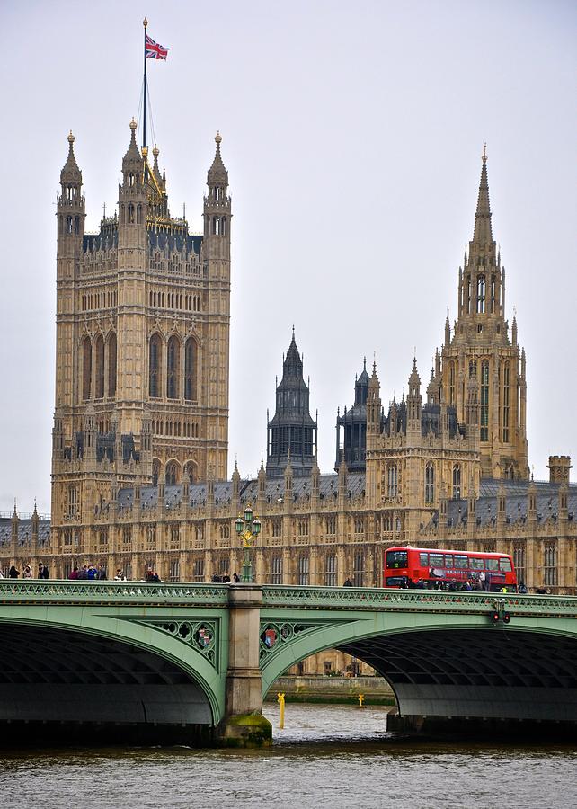 Parliament and the double-decker Photograph by Matt MacMillan
