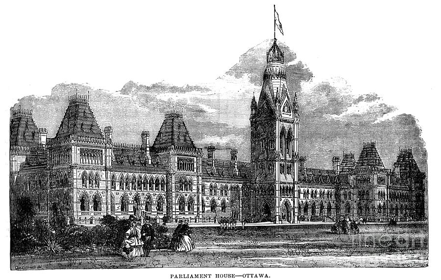 Parliament Building - Ottawa - 1878 Drawing by Art MacKay