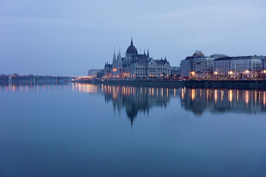 Parliament Building In Budapest At Dawn Photograph by G.g.bruno