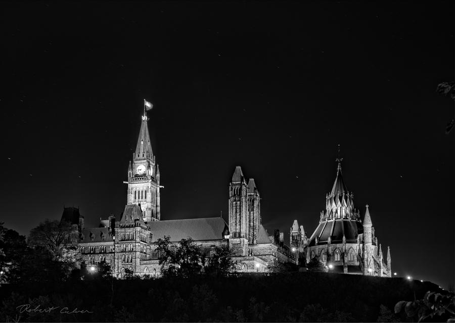 Parliament from the Park - BW Photograph by Robert Culver