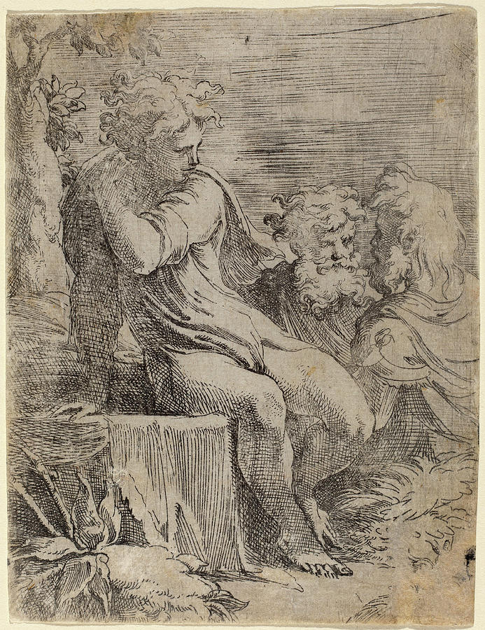 Parmigianino Drawing - Parmigianino Italian, 1503 - 1540, The Boy And Two Old Men by Quint Lox