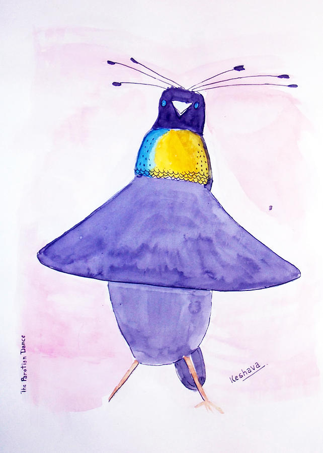 Bird Painting - Parotia Dancing - Bird of Paradise by Keshava Shukla
