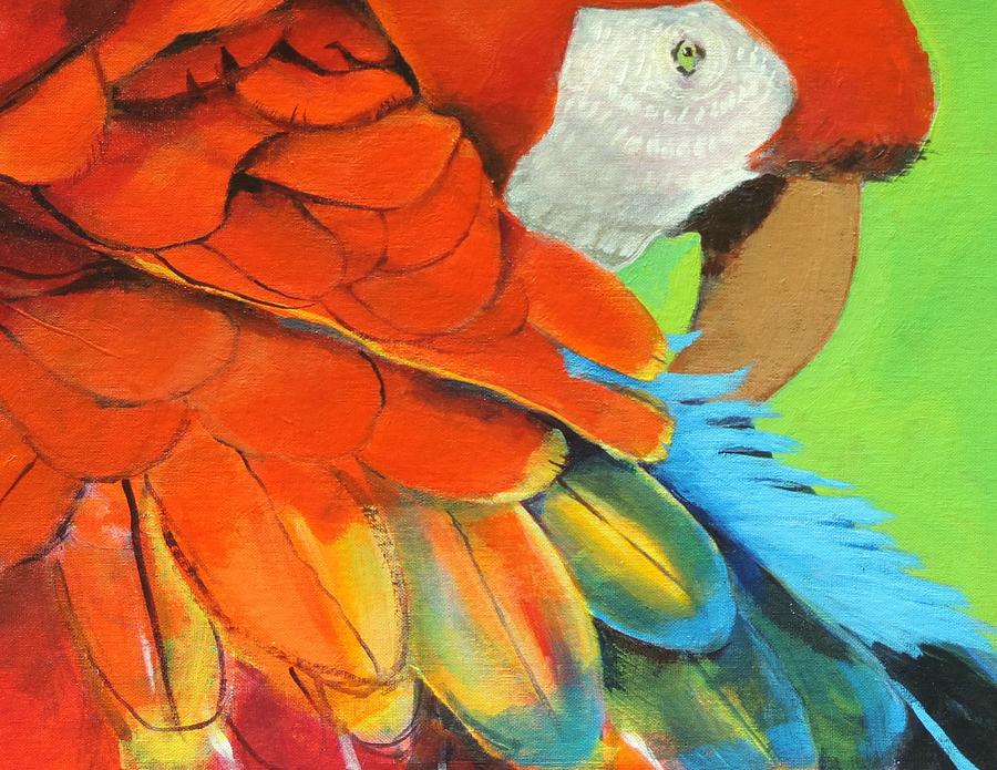 Parrot grooming Painting by Walt Maes