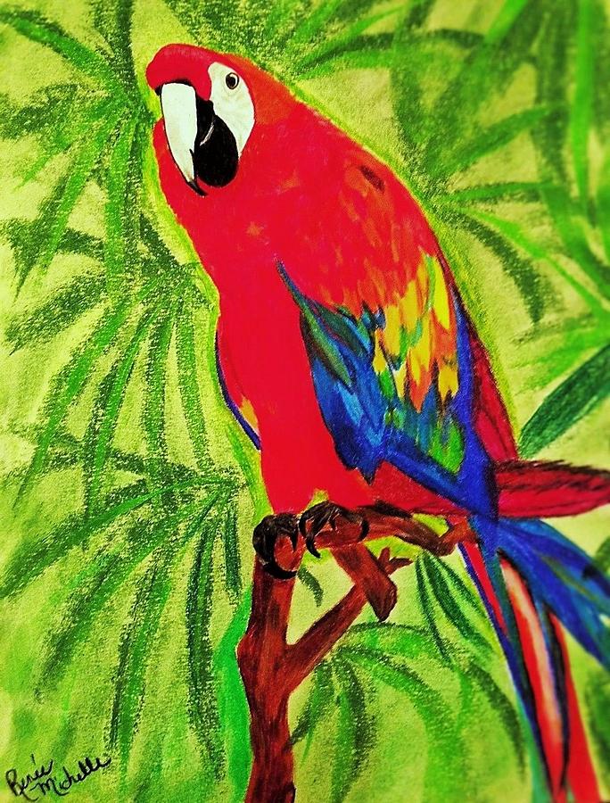 Parrot in Paradise Pastel by Renee Michelle Wenker