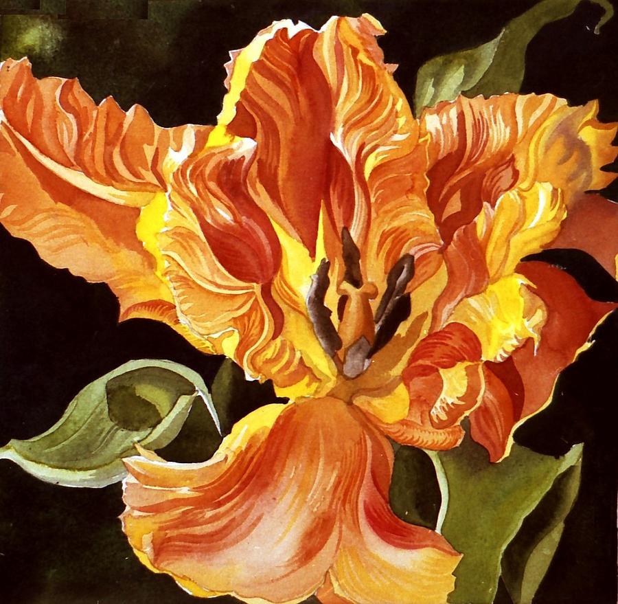Parrot Tulip Painting by Alfred Ng