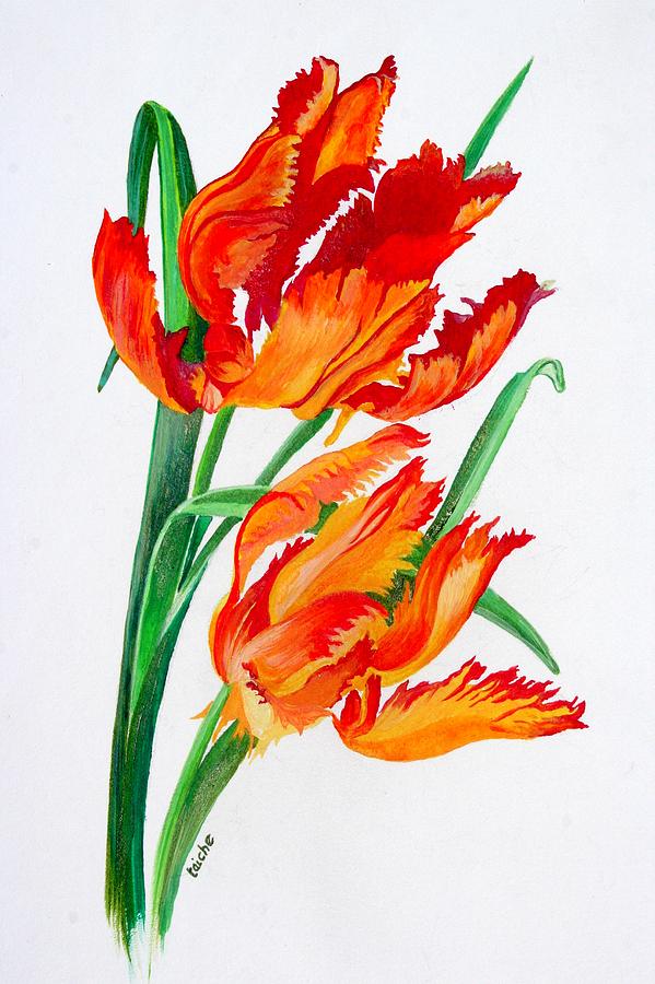 Tulip Painting - Parrot Tulips by Taiche Acrylic Art