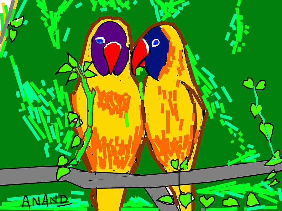 Parrots In Love-5 Digital Art by Anand Swaroop Manchiraju
