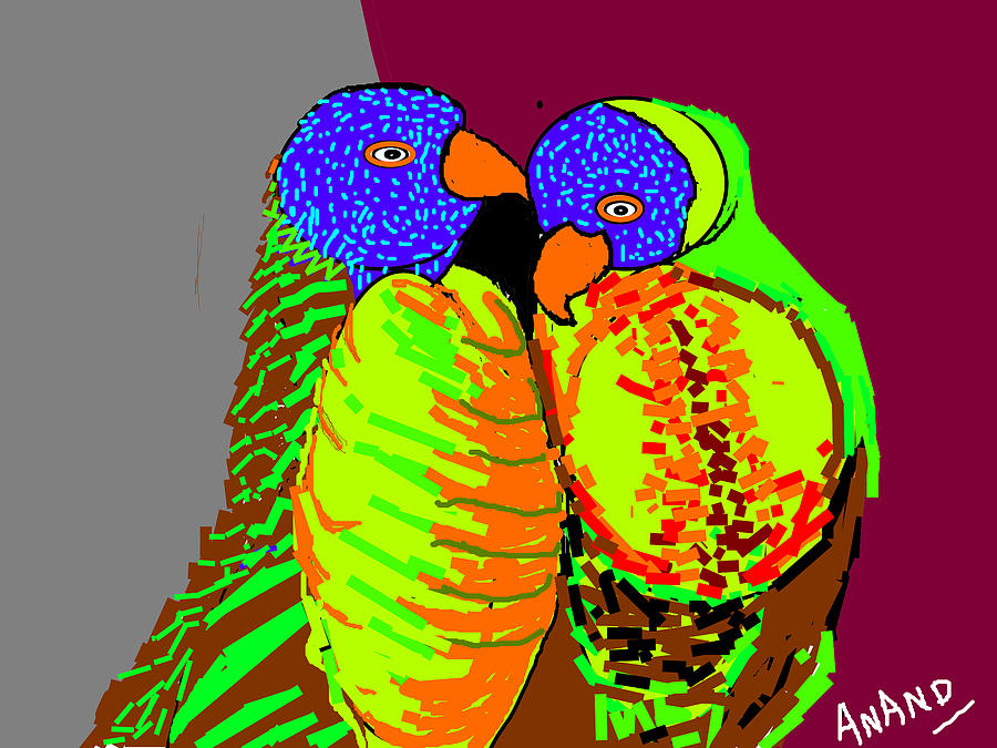 Parrots In Love-6 Digital Art by Anand Swaroop Manchiraju