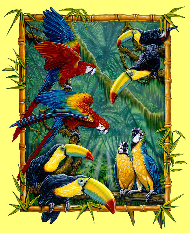Parrot Painting - Parrots yellow by JQ Licensing