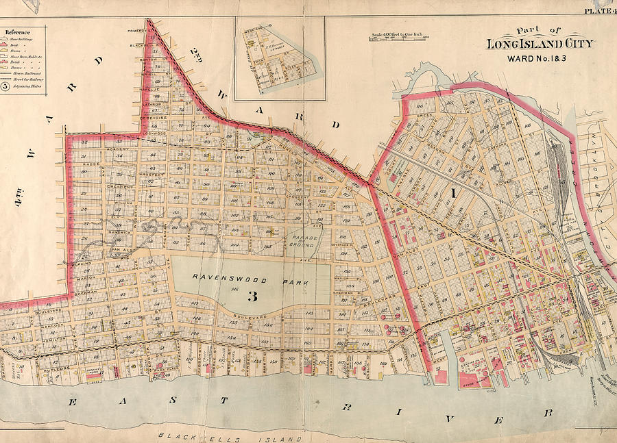 Map Drawing - Part Of Long Island City by Litz Collection