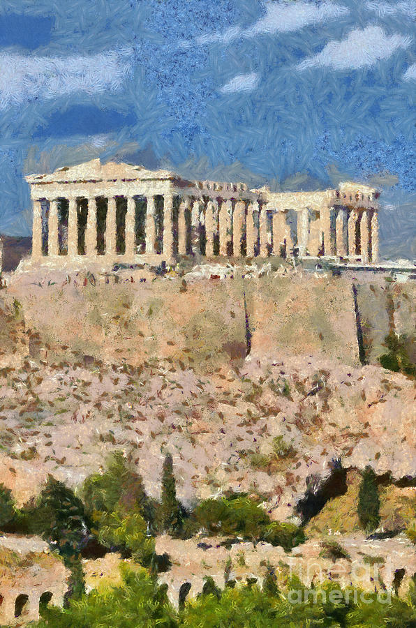 Parthenon temple #9 Painting by George Atsametakis