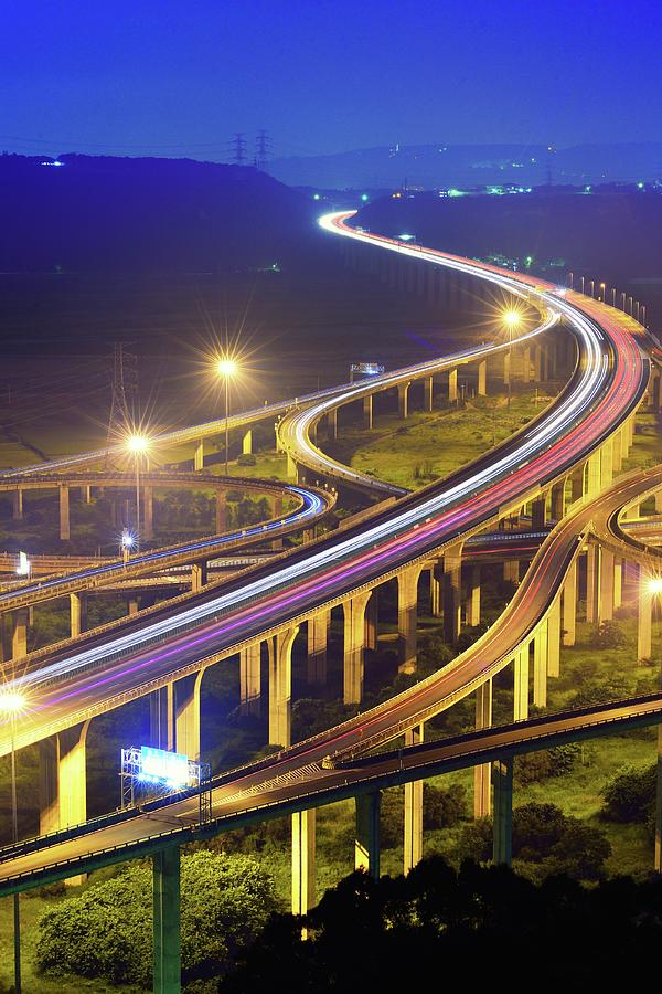 Partial Cloverleaf Interchange In Blue Photograph by Joyoyo Chen Partial Cloverleaf Interchange In Blue Photograph by Joyoyo Chen
