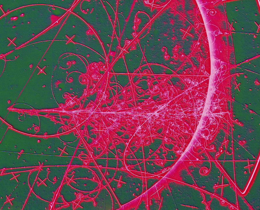 Particle Tracks In Bubble Chambr Photograph by Cern, P.loiez/science Photo Library