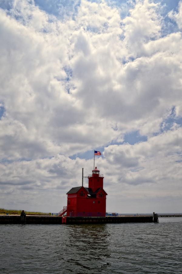 Lighthouse Photograph - Partly Cloudy by Michelle Calkins