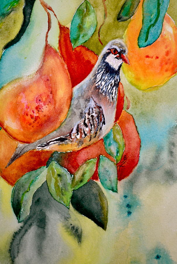 Partridge In A Pear Tree Painting by Beverley Harper Tinsley