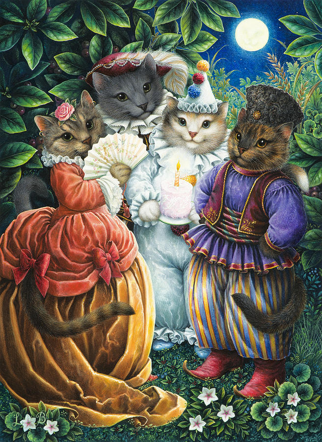 Party Cats Painting by Lynn Bywaters