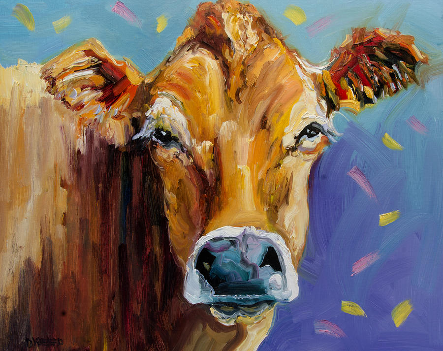 Cow Painting - Party Cow by Diane Whitehead