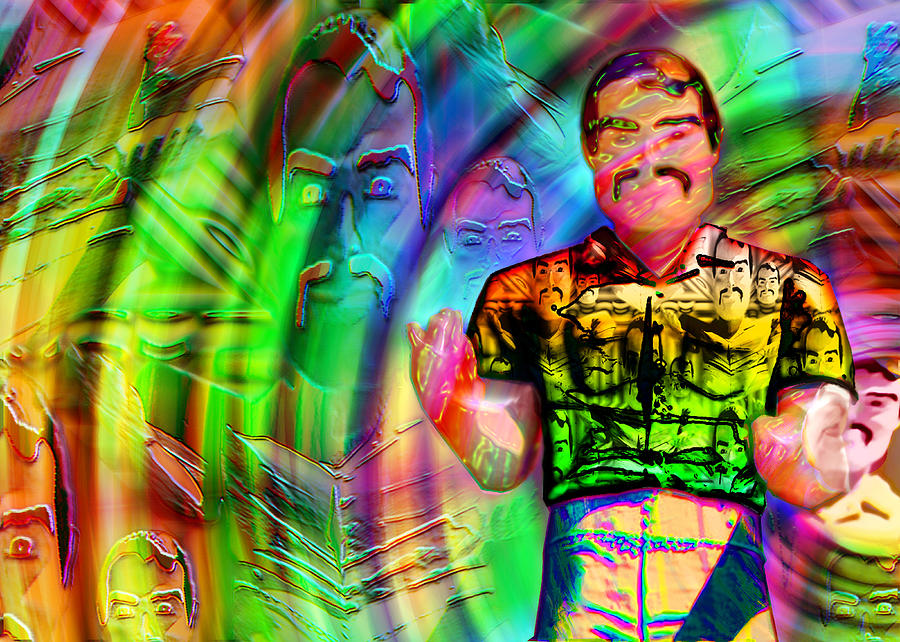 Full Spectrum Digital Art - Party Down with the Muffler Man by Del Gaizo