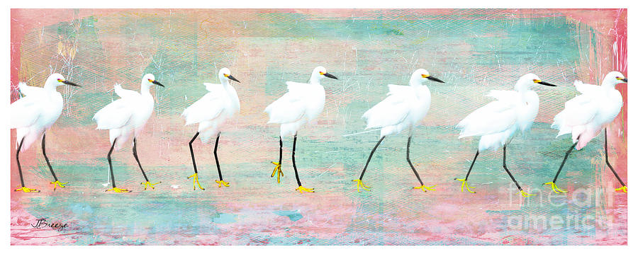 Party Egrets Digital Art by Jennie Breeze