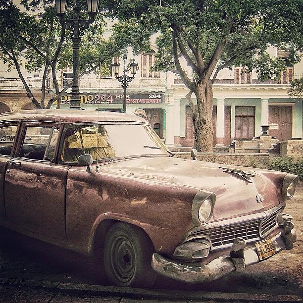 Vintage Photograph - Paseo Del Prado - Havana (american Car by Joel Lopez