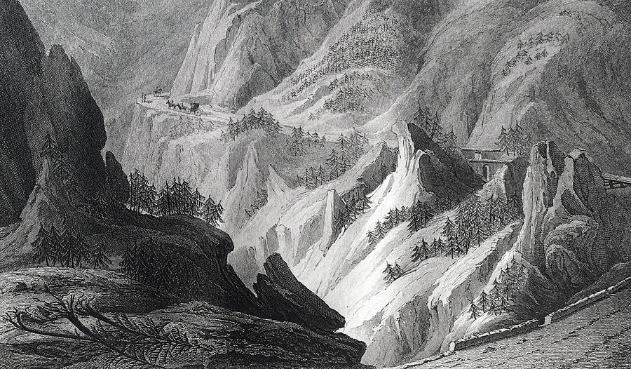 Mountain Drawing - Pass of Bramante by Elizabeth F Batty