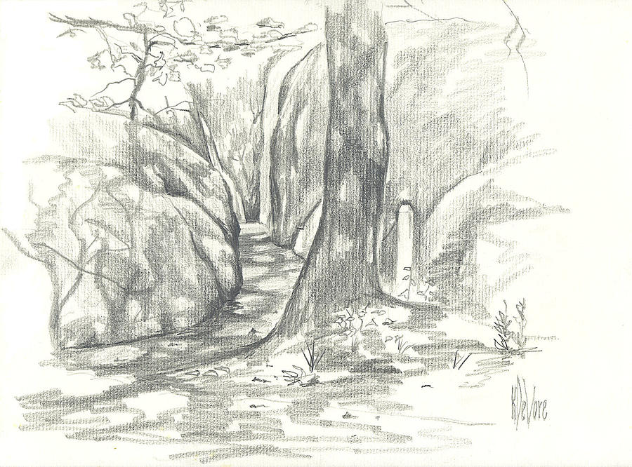 Passageway at Elephant Rocks Drawing by Kip DeVore