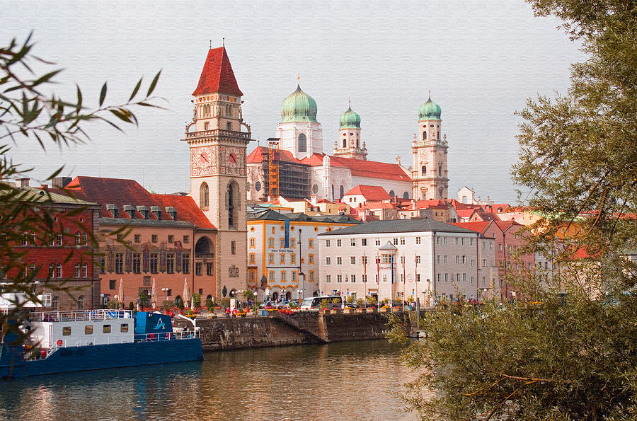 Passau waterfront Photograph by Dennis Cox
