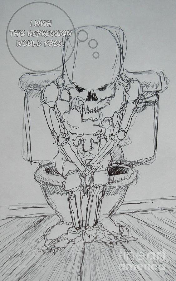 Skull Drawing - Passing Depression by John Malone