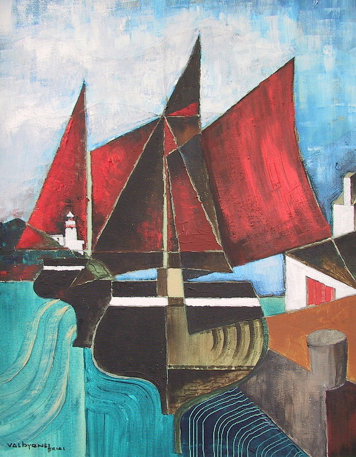 Passing Howth Head  Dublin Painting by Val Byrne