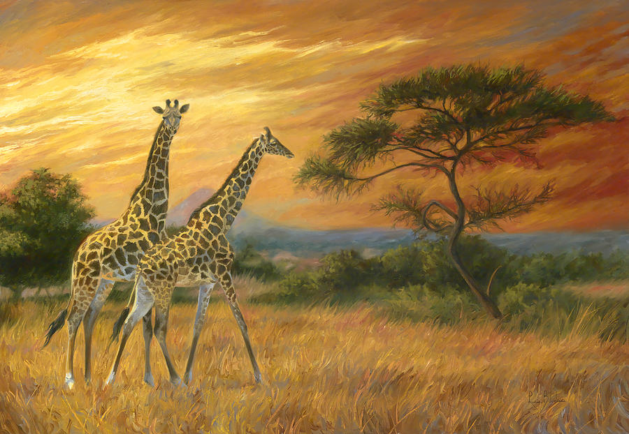 Giraffe Painting - Passing Through by Lucie Bilodeau
