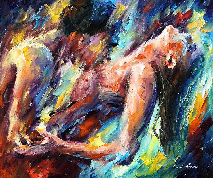 Palette Knife Painting - Passion - PALETTE KNIFE Figures Of Lovers Oil Painting On Canvas By Leonid Afremov by Leonid Afremov