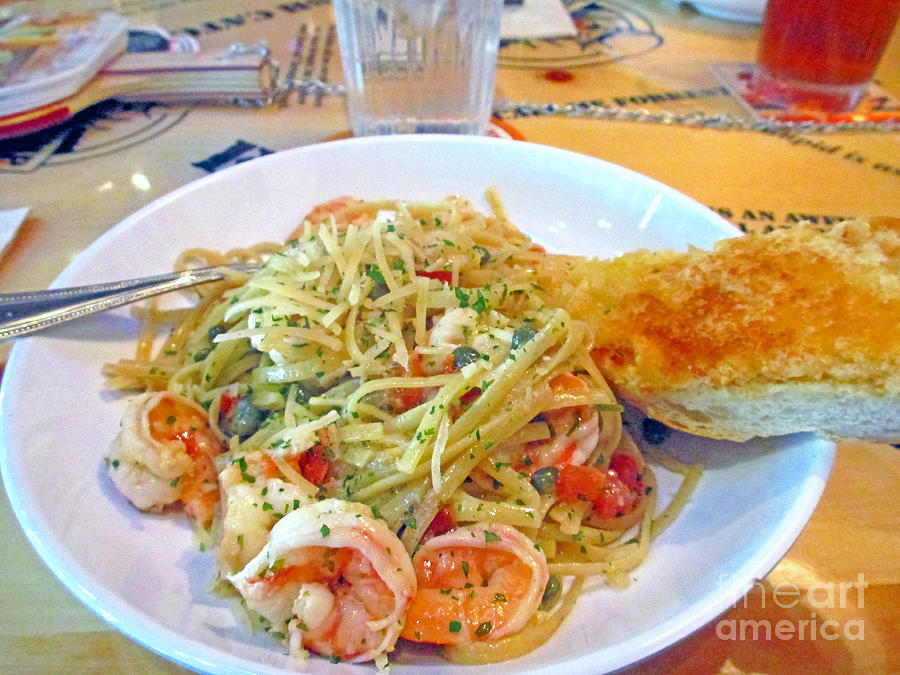 Dinner Photograph - Pasta And Shrimp by Kay Novy