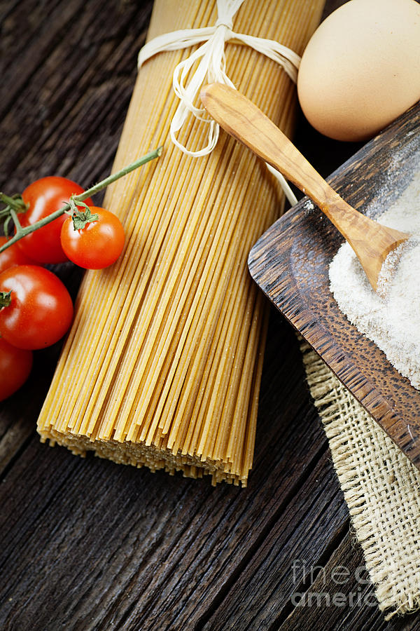 Tomato Photograph - Pasta ingredients by Mythja Photography