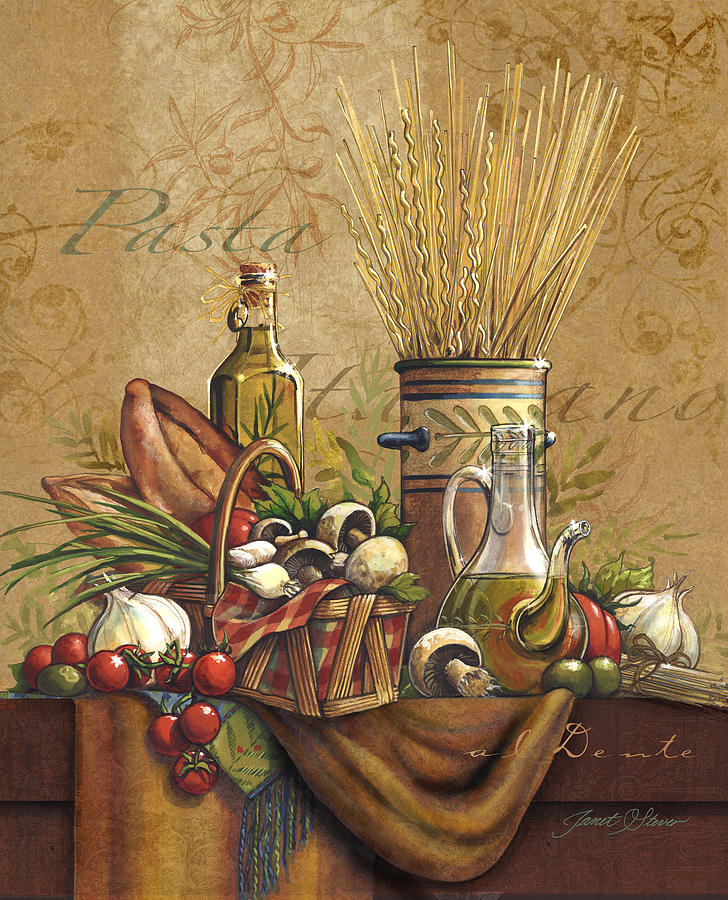 Santa Claus Painting - Pasta Italiano by Janet Stever