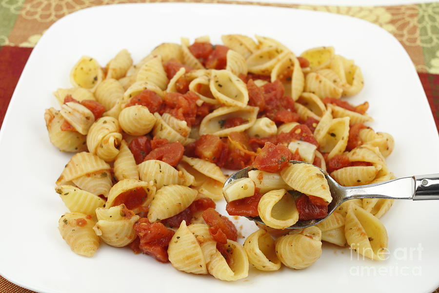 Pasta With Tomatoes And Garlic Photograph