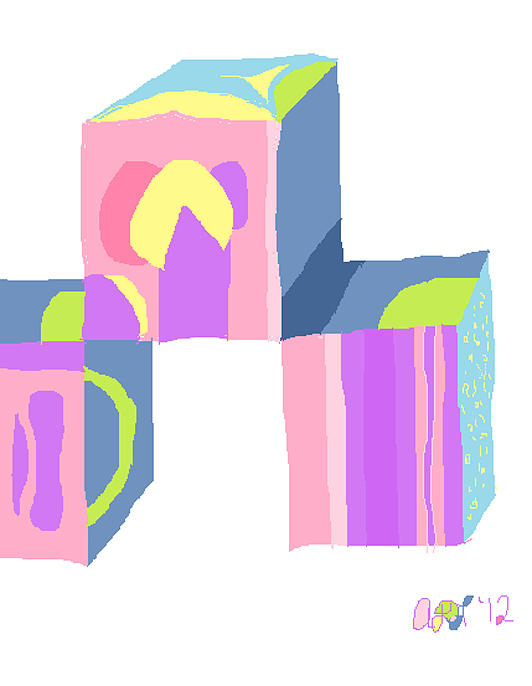 Pastel Cubes Painting by Anita Dale Livaditis