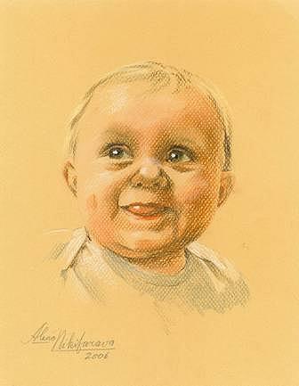 Pastel portrait of baby. Commission. Pastel by Alena Nikifarava