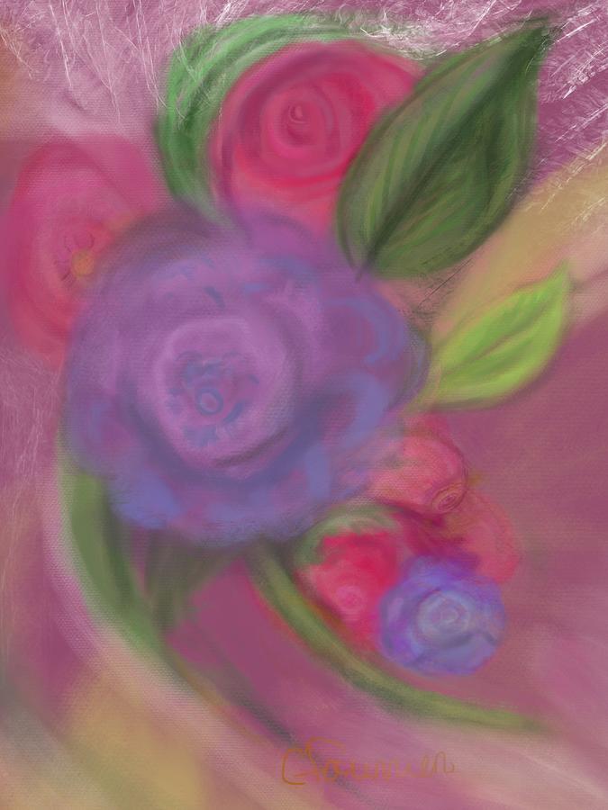 Pastel Rose Painting by Christine Fournier