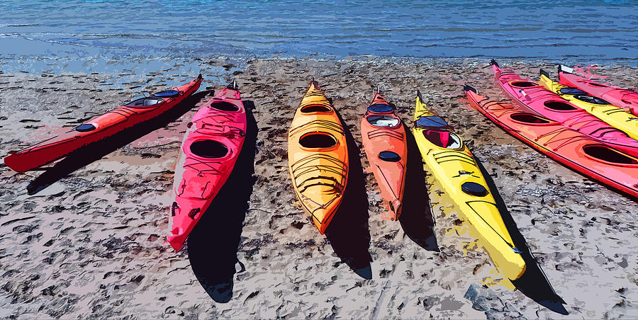 Pastel sea kayaks Mixed Media by Anthony Dalton | Fine Art America