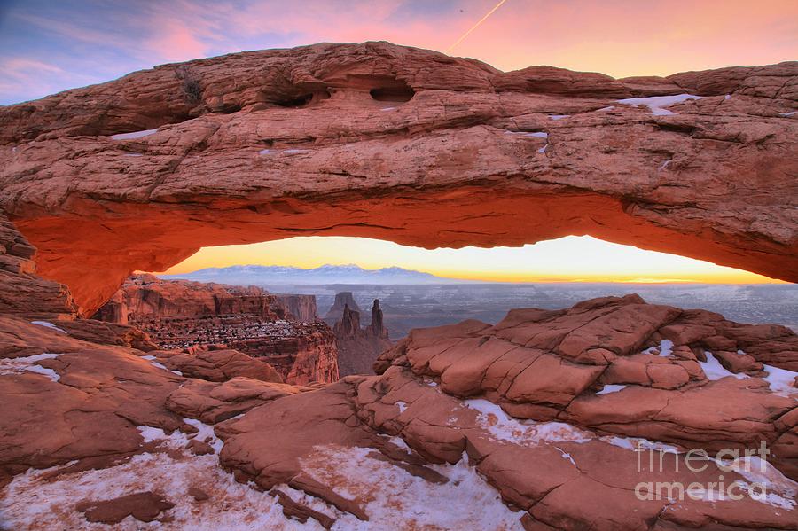 Pastel Skies At Mesa Arch Photograph by Adam Jewell