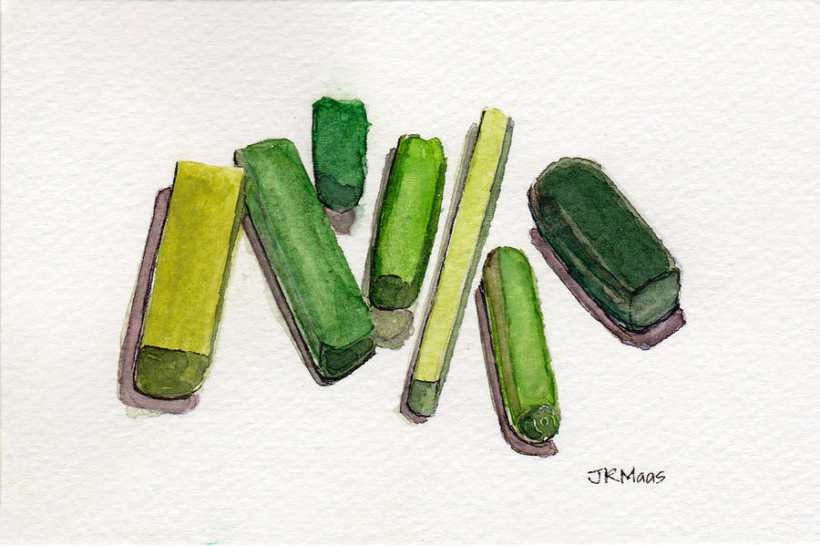 Pastel Sticks of Green Painting by Julie Maas
