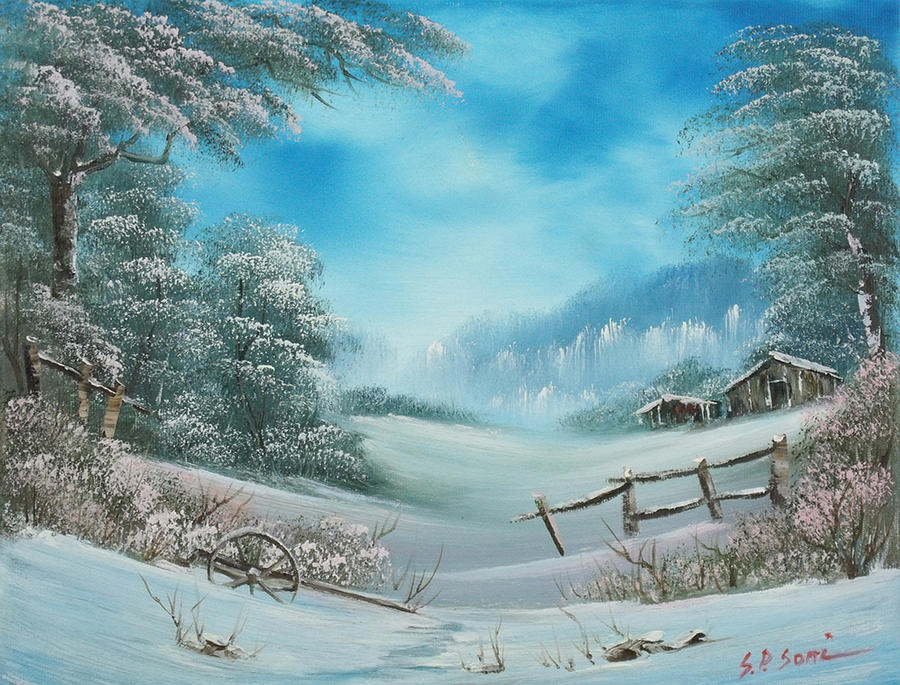 Winter Painting - Pastel Winter Lace by Sead Pozegic