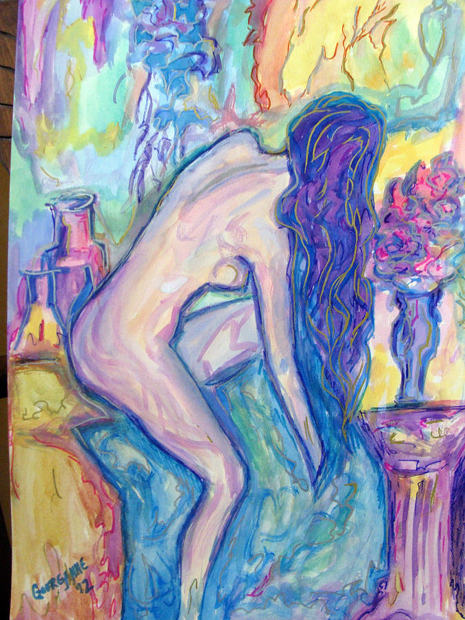 Claude Monet Painting - Pastels Nude Bath by Georganne Bishop