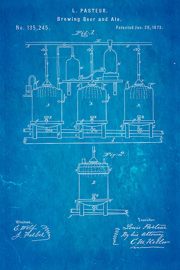 Vintage Photograph - Pasteur Brewing Patent Art 1873 Blueprint by Ian Monk