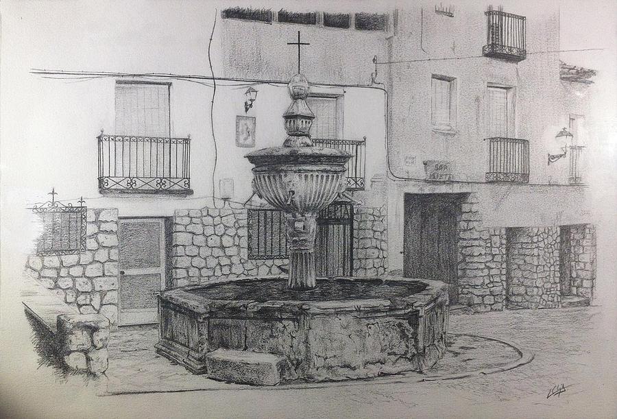 Fountain Drawing - Pastrana by Lorena Canalejas