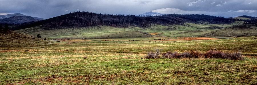 Nature Photograph - Pasture Near Red Feather Lakes Pano 14336 by Jerry Sodorff