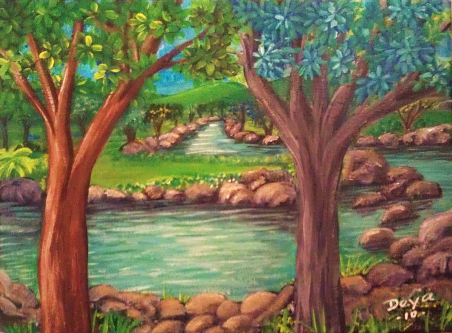 Landscape Water Painting - Pasuelaja by Deyanira Harris